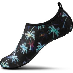 imageSEEKWAY Water Shoes Women Men Adult QuickDry Aqua Socks Barefoot Non Slip for Beach Swim River Pool Lake surf Black SK002U2e1302 Coconut Tree