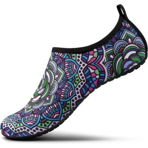 imageSEEKWAY Water Shoes Women Men Adult QuickDry Aqua Socks Barefoot Non Slip for Beach Swim River Pool Lake surf Black SK002U2g1219 Floral Glass