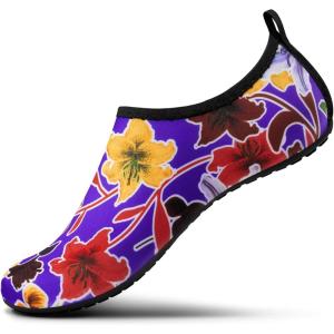 imageSEEKWAY Water Shoes Women Men Adult QuickDry Aqua Socks Barefoot Non Slip for Beach Swim River Pool Lake surf Black SK002U2j1484 Floral