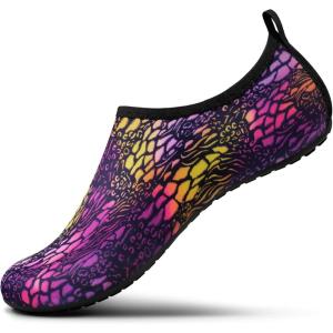 imageSEEKWAY Water Shoes Women Men Adult QuickDry Aqua Socks Barefoot Non Slip for Beach Swim River Pool Lake surf Black SK002U2l1472 Animal Print