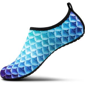 imageSEEKWAY Water Shoes Women Men Adult QuickDry Aqua Socks Barefoot Non Slip for Beach Swim River Pool Lake surf Black SK002U2m1083 Mermaid Scale
