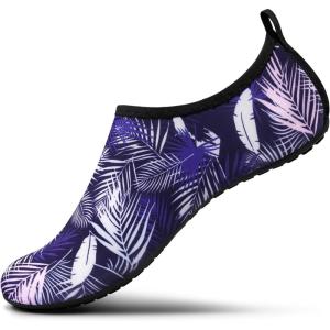 imageSEEKWAY Water Shoes Women Men Adult QuickDry Aqua Socks Barefoot Non Slip for Beach Swim River Pool Lake surf Black SK002U2m1431 Leaffeather