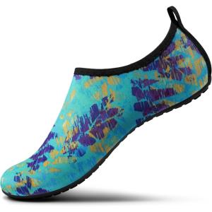 imageSEEKWAY Water Shoes Women Men Adult QuickDry Aqua Socks Barefoot Non Slip for Beach Swim River Pool Lake surf Black SK002U2n1012 Fern Leaf
