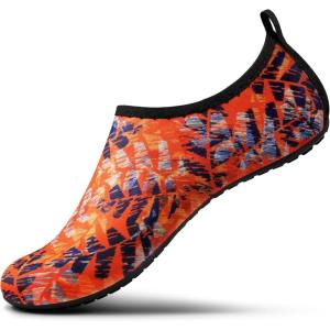 imageSEEKWAY Water Shoes Women Men Adult QuickDry Aqua Socks Barefoot Non Slip for Beach Swim River Pool Lake surf Black SK002U2o1011 Fern Leaf