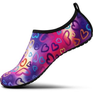 imageSEEKWAY Water Shoes Women Men Adult QuickDry Aqua Socks Barefoot Non Slip for Beach Swim River Pool Lake surf Black SK002U2q1024 Love Rainbow