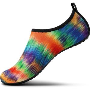 imageSEEKWAY Water Shoes Women Men Adult QuickDry Aqua Socks Barefoot Non Slip for Beach Swim River Pool Lake surf Black SK002U2s1001 Rainbow Tiedye