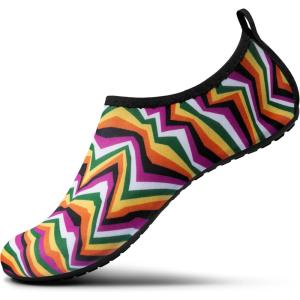 imageSEEKWAY Water Shoes Women Men Adult QuickDry Aqua Socks Barefoot Non Slip for Beach Swim River Pool Lake surf Black SK002U2t1044 Rainbow Curve