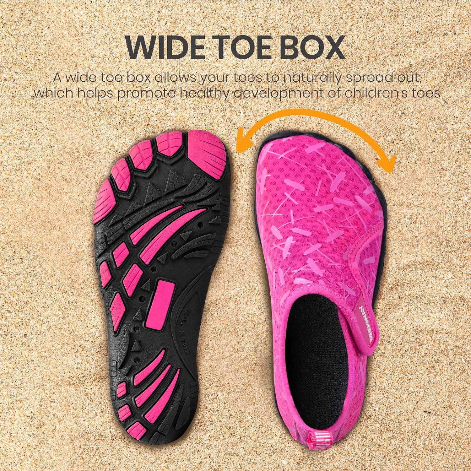 imageSEEKWAY Barefoot Water Shoes for Kids  Wide Toe Box and QuickDry Sand Shoes Toddler for Hiking Swim Beach Pool Kayak Sport Accessories Camping Essentials NonSlip for Boys Girls Sizes1c103 Rose