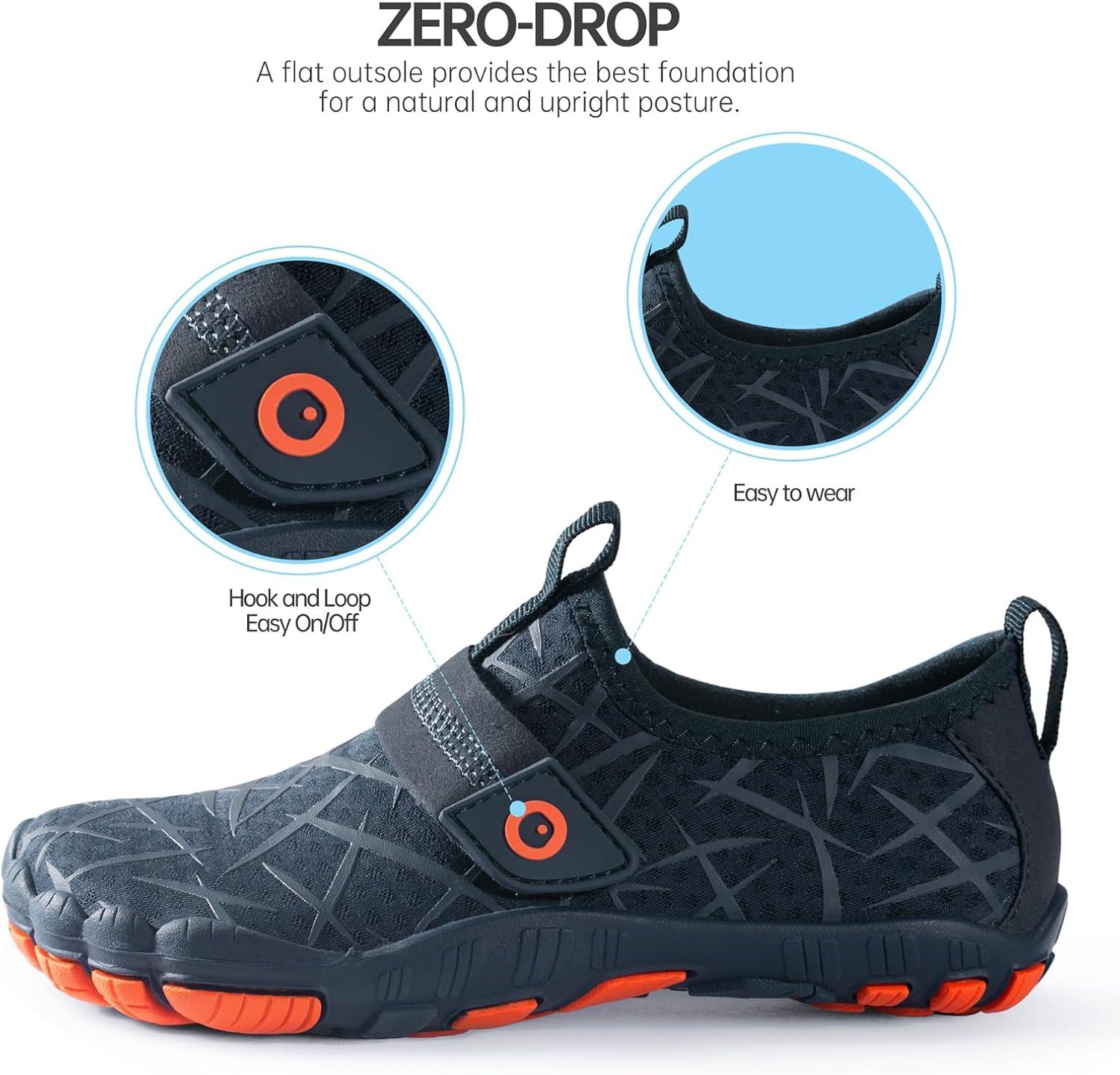 imageSEEKWAY Barefoot Water Shoes for Kids  Wide Toe Box and QuickDry Sand Shoes Toddler for Hiking Swim Beach Pool Kayak Sport Accessories Camping Essentials MustHaves for Boys Girls Sizes3anavy Blue