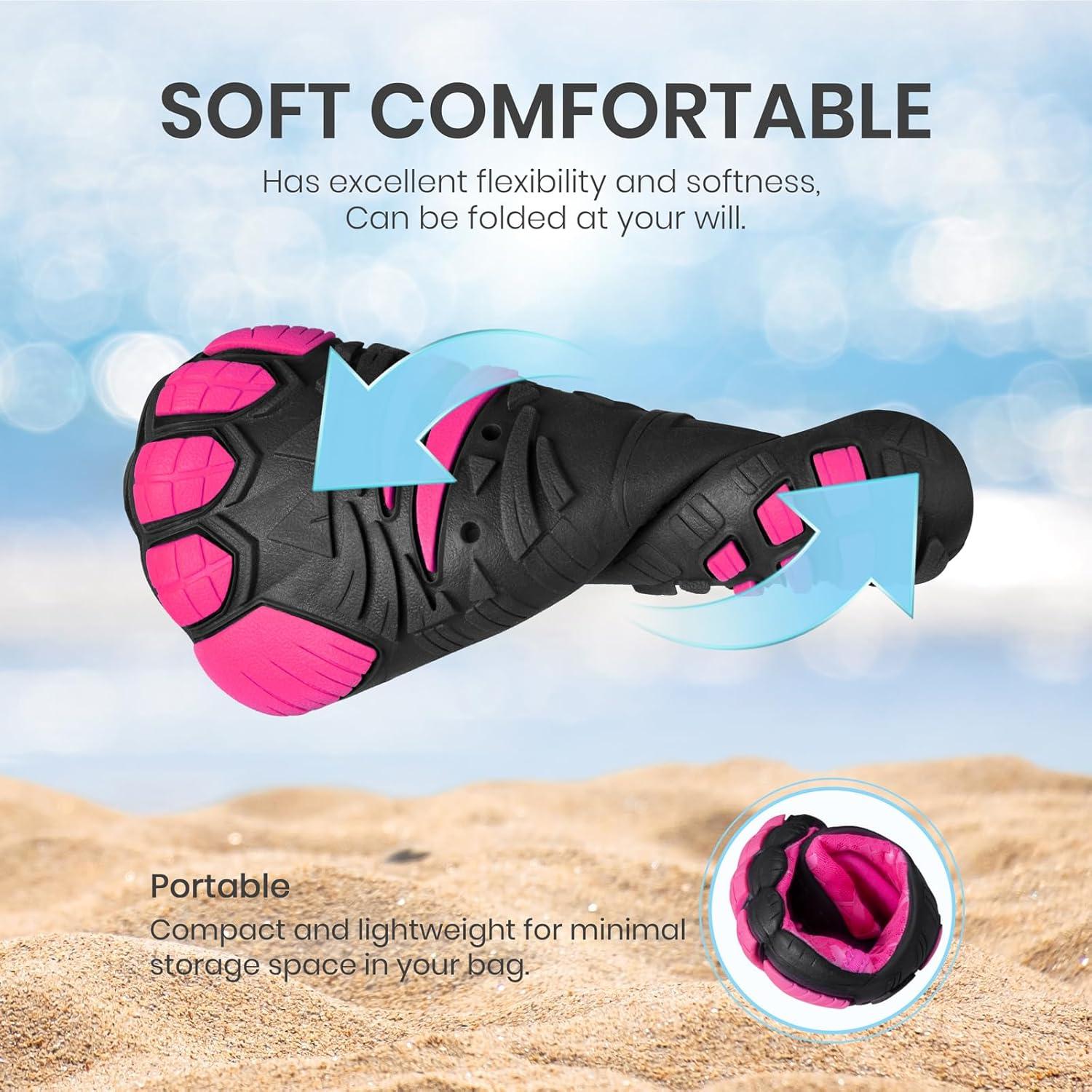 imageSEEKWAY Barefoot Water Shoes for Kids  Wide Toe Box and QuickDry Sand Shoes Toddler for Hiking Swim Beach Pool Kayak Sport Accessories Camping Essentials NonSlip for Boys Girls Sizes1c103 Rose