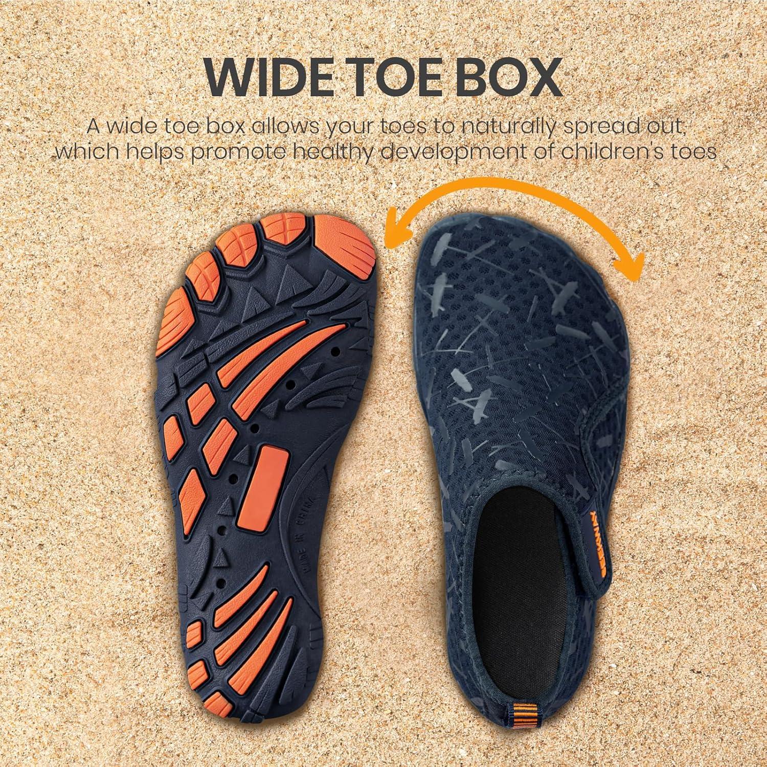 imageSEEKWAY Barefoot Water Shoes for Kids  Wide Toe Box and QuickDry Sand Shoes Toddler for Hiking Swim Beach Pool Kayak Sport Accessories Camping Essentials NonSlip for Boys Girls Sizes1a101 Navy Blue