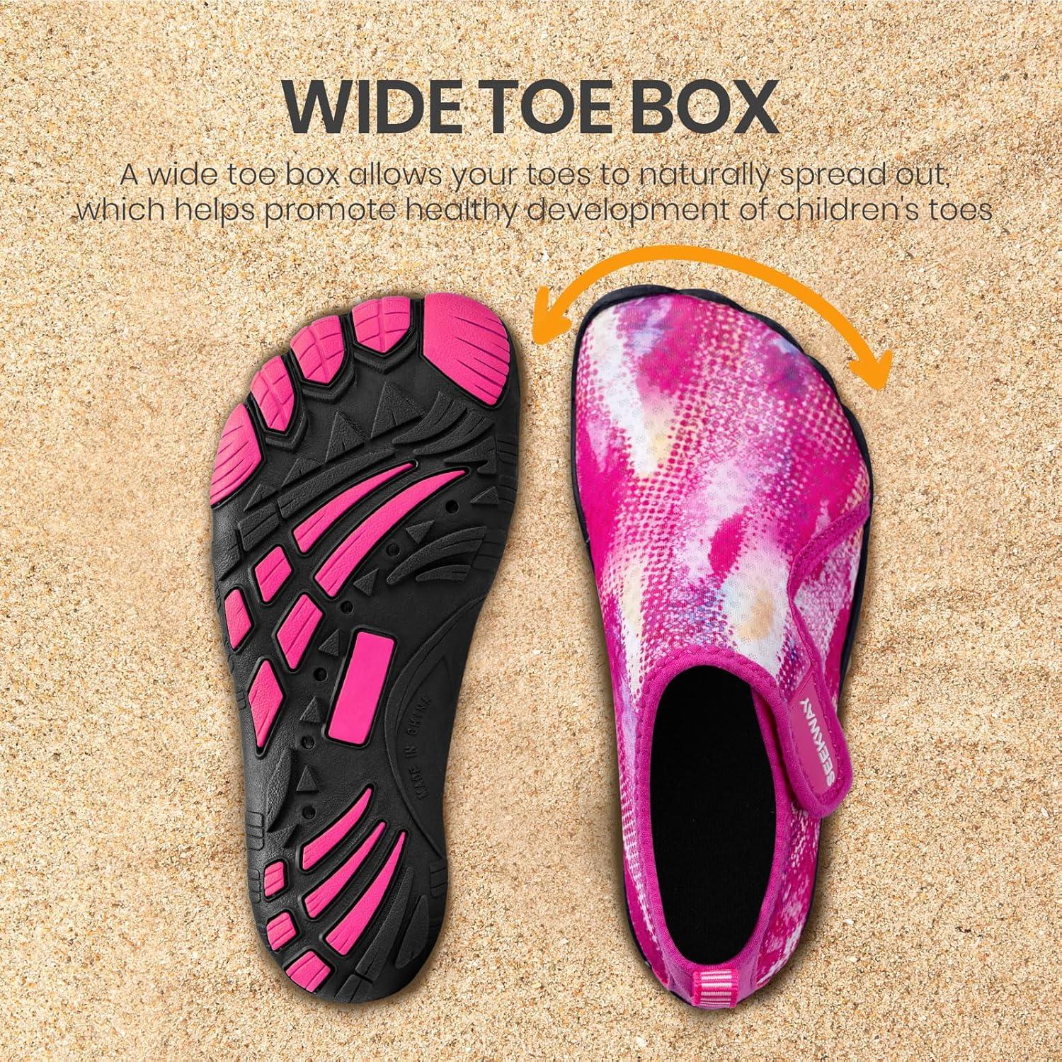 imageSEEKWAY Barefoot Water Shoes for Kids  Wide Toe Box and QuickDry Sand Shoes Toddler for Hiking Swim Beach Pool Kayak Sport Accessories Camping Essentials NonSlip for Boys Girls Sizes2b106 Rose