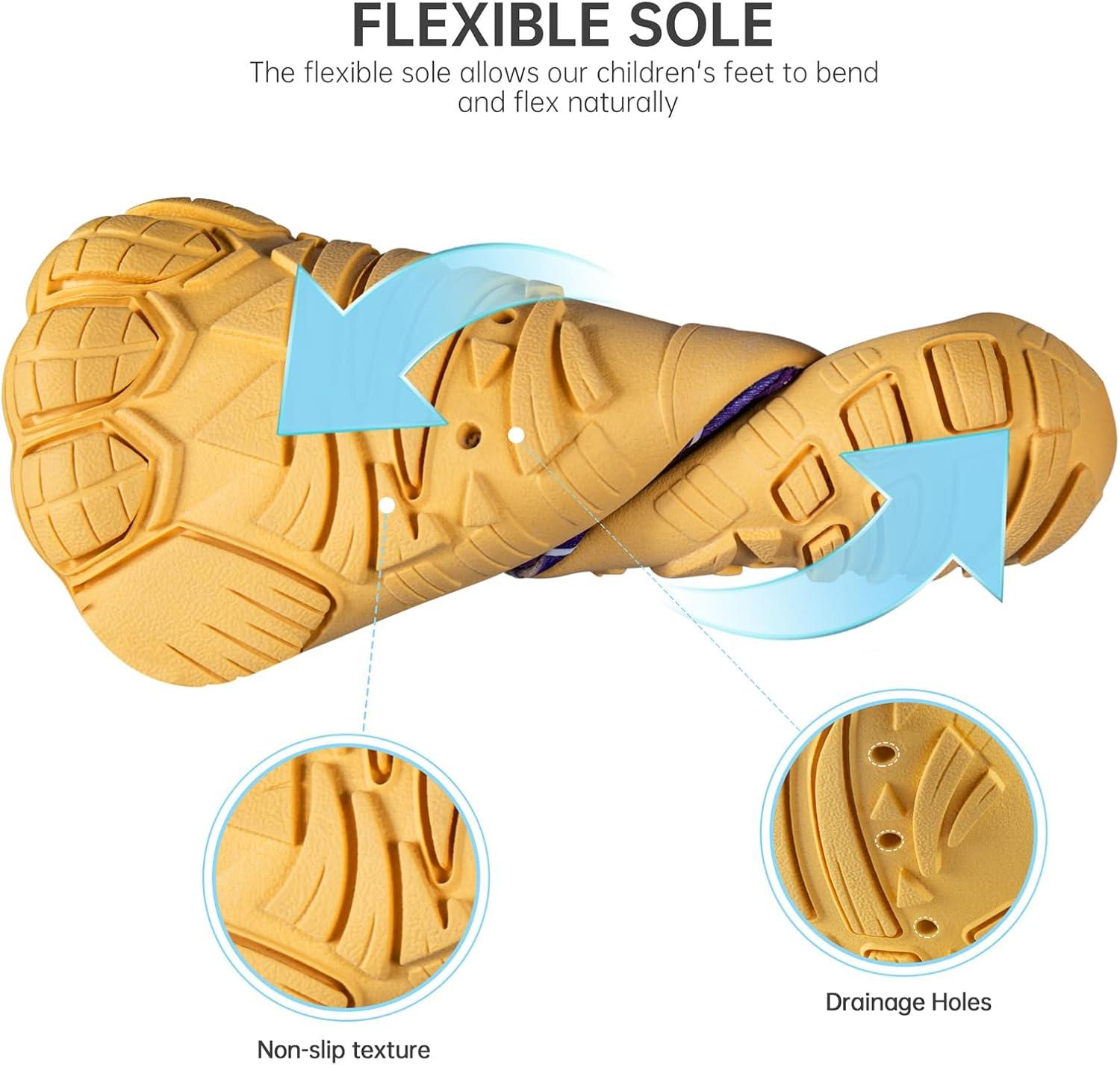 imageSEEKWAY Barefoot Water Shoes for Kids  Wide Toe Box and QuickDry Sand Shoes Toddler for Hiking Swim Beach Pool Kayak Sport Accessories Camping Essentials MustHaves for Boys Girls Sizes2eyellow Purple