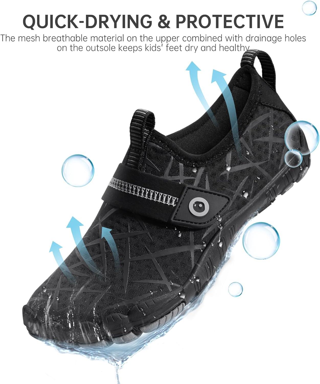 imageSEEKWAY Barefoot Water Shoes for Kids  Wide Toe Box and QuickDry Sand Shoes Toddler for Hiking Swim Beach Pool Kayak Sport Accessories Camping Essentials MustHaves for Boys Girls Sizes3bblack