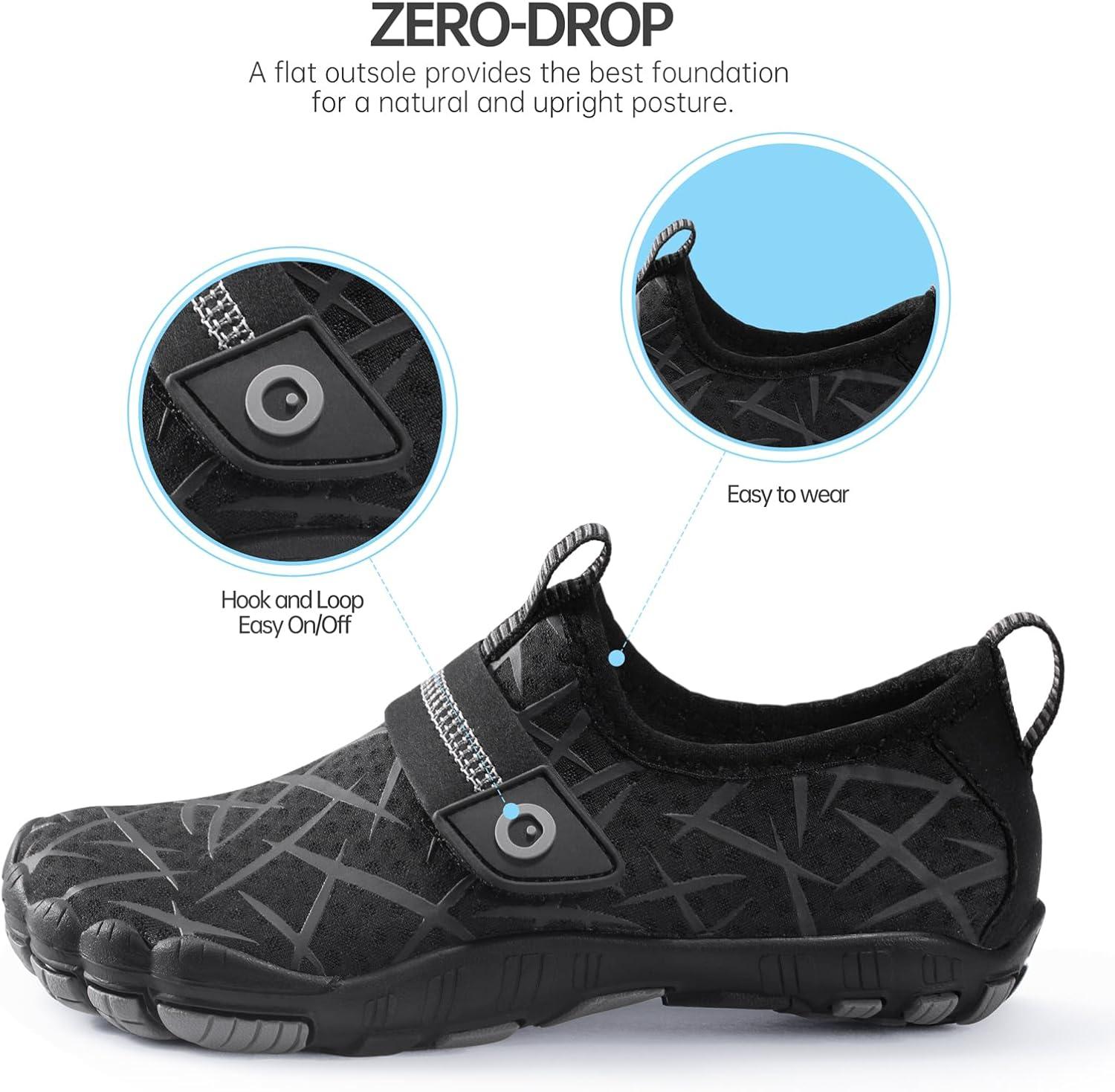 imageSEEKWAY Barefoot Water Shoes for Kids  Wide Toe Box and QuickDry Sand Shoes Toddler for Hiking Swim Beach Pool Kayak Sport Accessories Camping Essentials MustHaves for Boys Girls Sizes3bblack