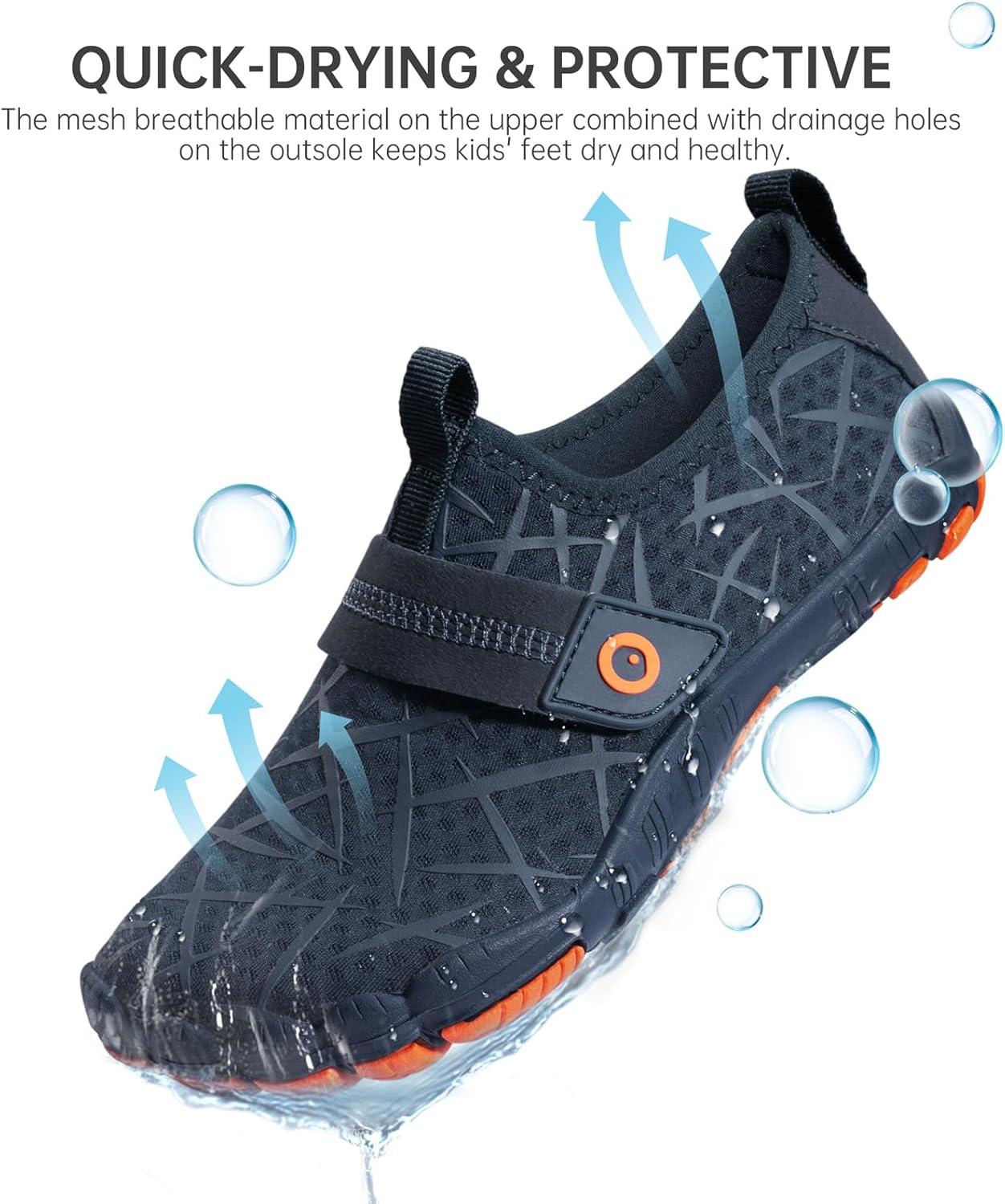 imageSEEKWAY Barefoot Water Shoes for Kids  Wide Toe Box and QuickDry Sand Shoes Toddler for Hiking Swim Beach Pool Kayak Sport Accessories Camping Essentials MustHaves for Boys Girls Sizes3anavy Blue