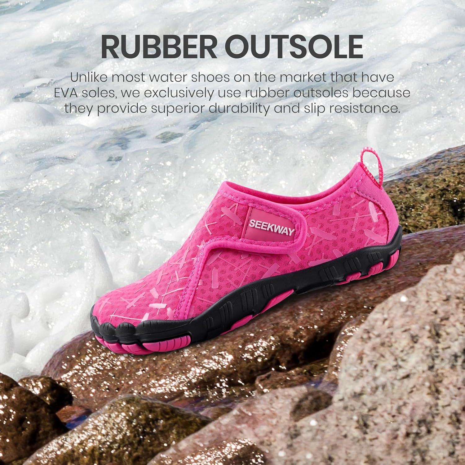 imageSEEKWAY Barefoot Water Shoes for Kids  Wide Toe Box and QuickDry Sand Shoes Toddler for Hiking Swim Beach Pool Kayak Sport Accessories Camping Essentials NonSlip for Boys Girls Sizes1c103 Rose