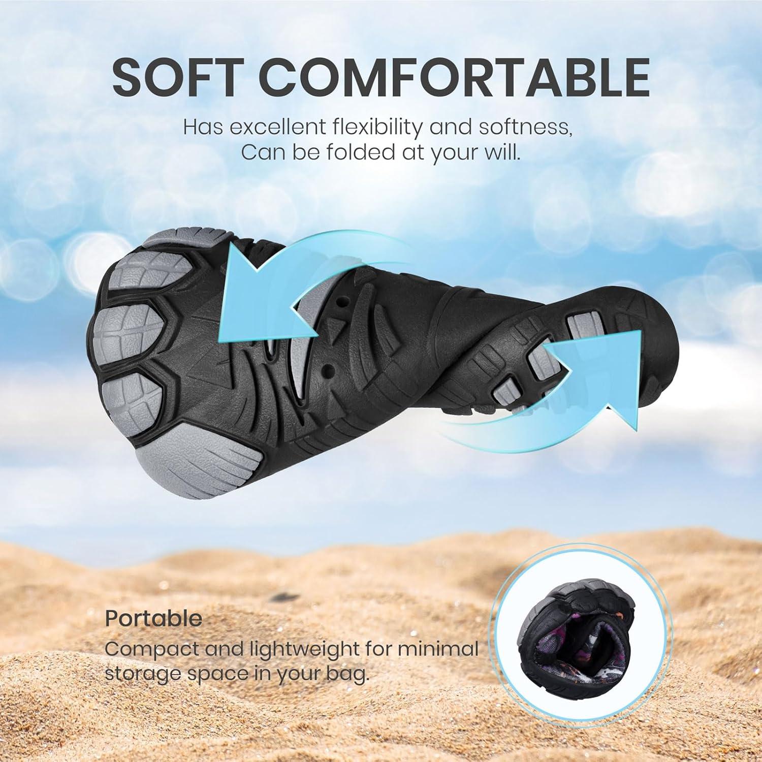 imageSEEKWAY Barefoot Water Shoes for Kids  Wide Toe Box and QuickDry Sand Shoes Toddler for Hiking Swim Beach Pool Kayak Sport Accessories Camping Essentials NonSlip for Boys Girls Sizes2f110 Purple Shark