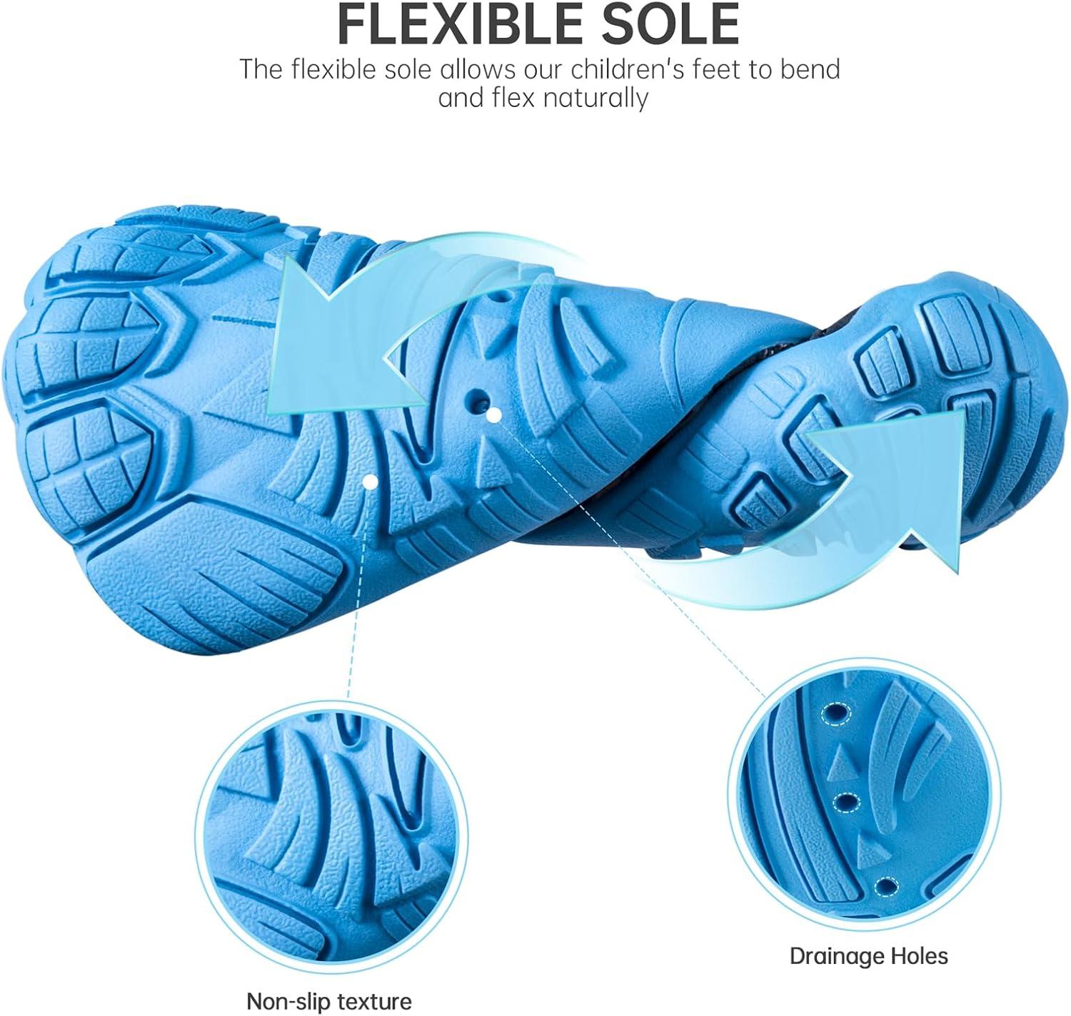 imageSEEKWAY Barefoot Water Shoes for Kids  Wide Toe Box and QuickDry Sand Shoes Toddler for Hiking Swim Beach Pool Kayak Sport Accessories Camping Essentials MustHaves for Boys Girls Sizes1anavy Blue