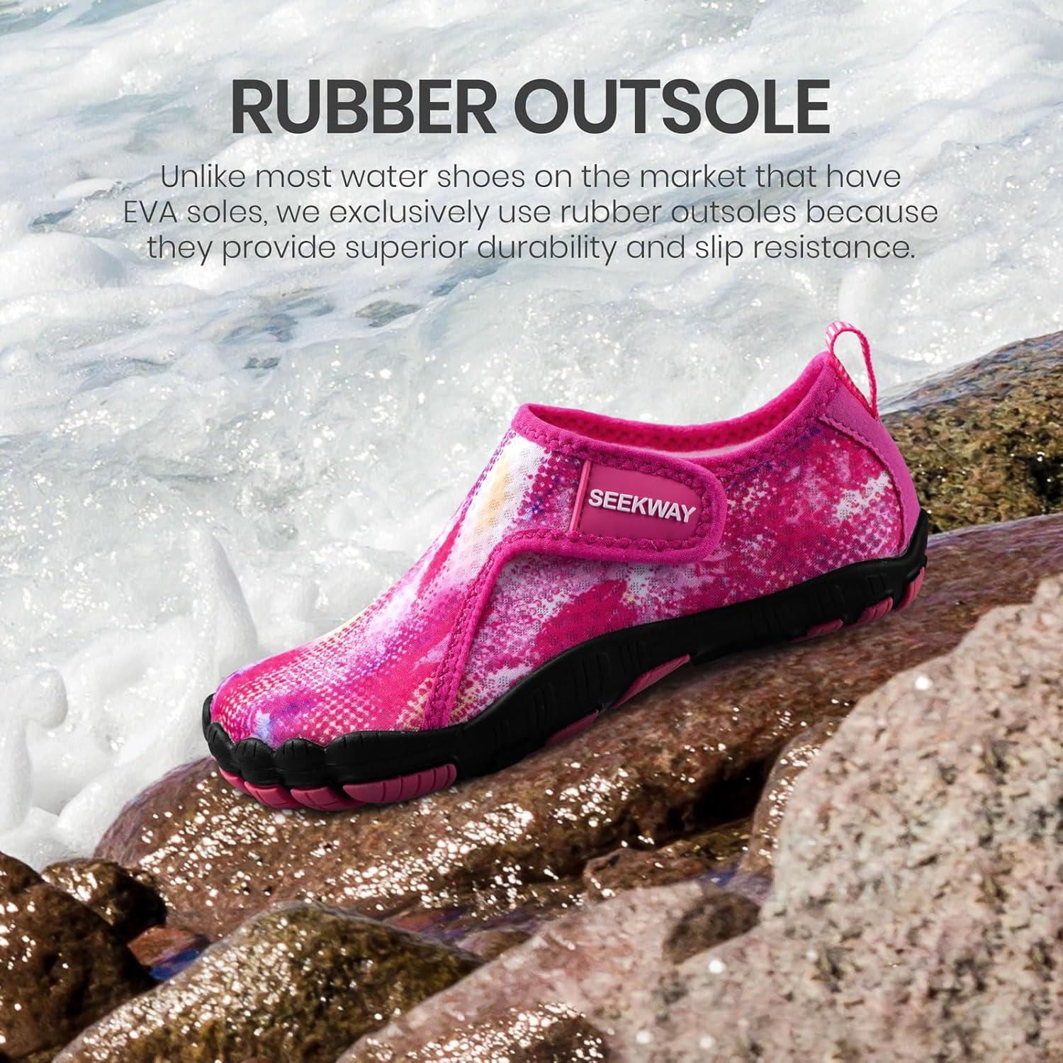 imageSEEKWAY Barefoot Water Shoes for Kids  Wide Toe Box and QuickDry Sand Shoes Toddler for Hiking Swim Beach Pool Kayak Sport Accessories Camping Essentials NonSlip for Boys Girls Sizes2b106 Rose