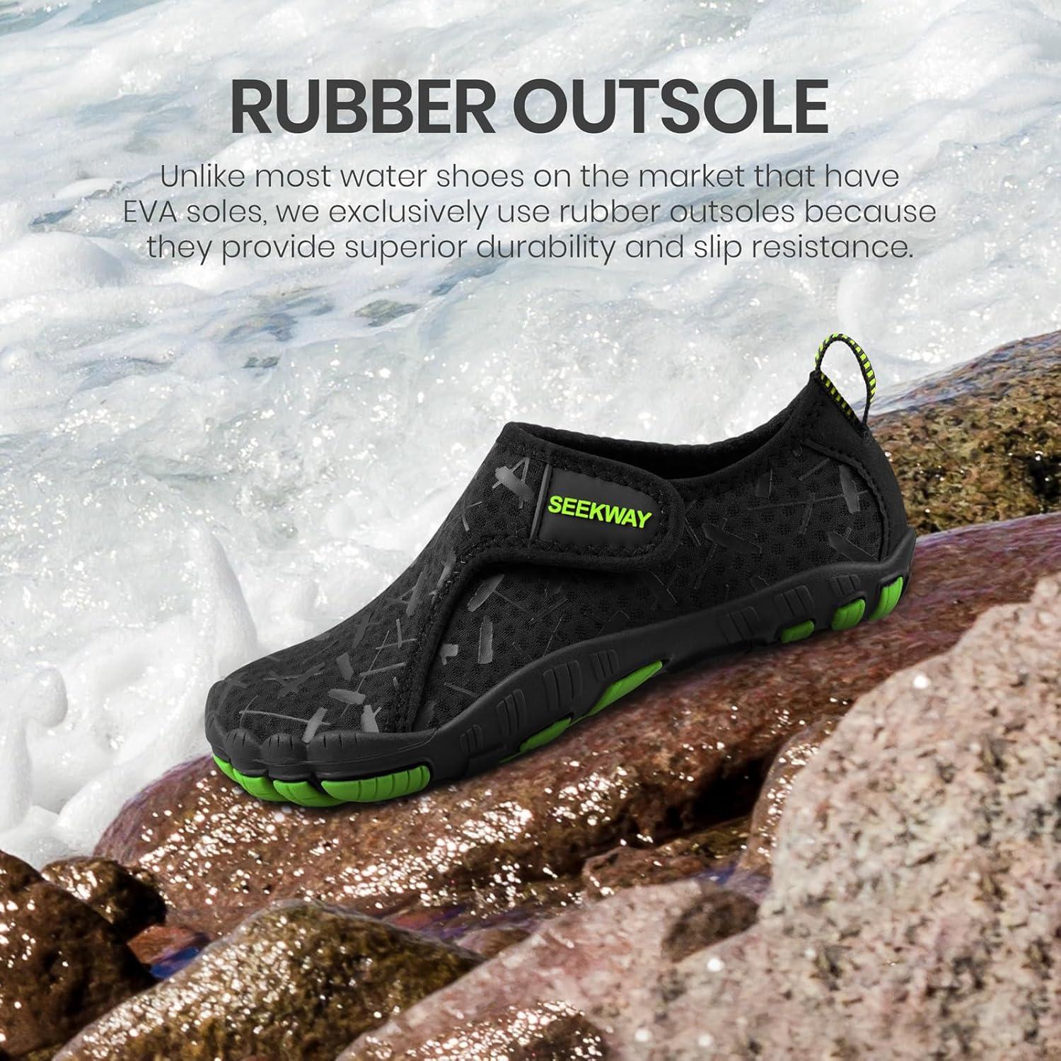 imageSEEKWAY Barefoot Water Shoes for Kids  Wide Toe Box and QuickDry Sand Shoes Toddler for Hiking Swim Beach Pool Kayak Sport Accessories Camping Essentials NonSlip for Boys Girls Sizes1b102 Black