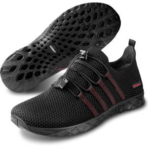 imageSEEKWAY Mens Womens Water Shoes Quick Dry Aqua Shoes Barefoot for Beach Surf Hiking Pool Water Sports1cblack Red