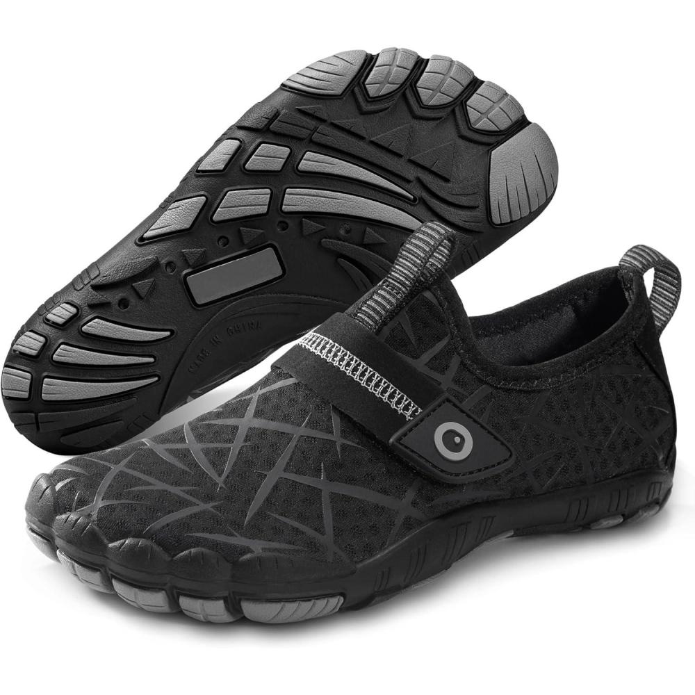 imageSEEKWAY Barefoot Water Shoes for Kids  Wide Toe Box and QuickDry Sand Shoes Toddler for Hiking Swim Beach Pool Kayak Sport Accessories Camping Essentials MustHaves for Boys Girls Sizes3bblack