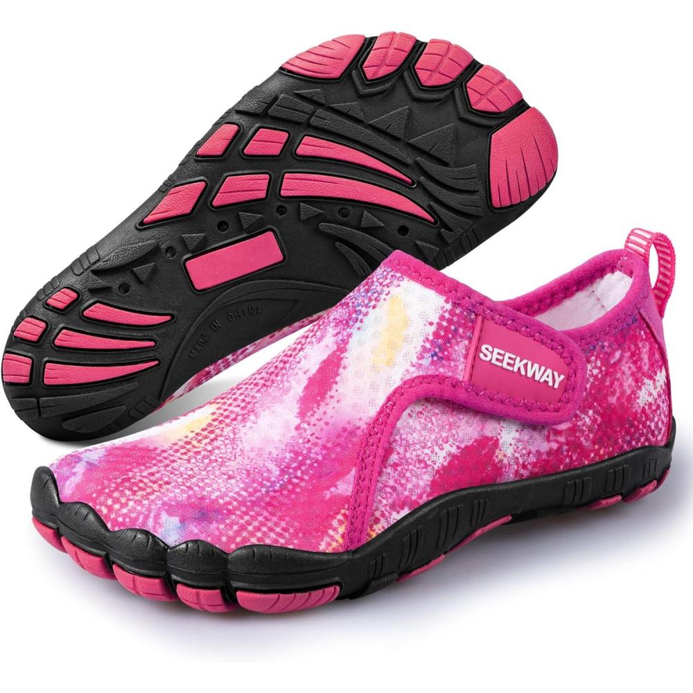 imageSEEKWAY Barefoot Water Shoes for Kids  Wide Toe Box and QuickDry Sand Shoes Toddler for Hiking Swim Beach Pool Kayak Sport Accessories Camping Essentials NonSlip for Boys Girls Sizes2b106 Rose