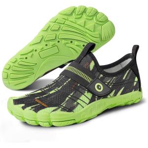 imageSEEKWAY Barefoot Water Shoes for Kids  Wide Toe Box and QuickDry Sand Shoes Toddler for Hiking Swim Beach Pool Kayak Sport Accessories Camping Essentials MustHaves for Boys Girls Sizes1dblack Green